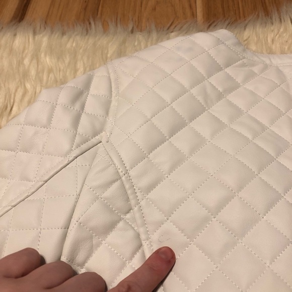 White Faux Leather Vegan Moto Jacket - Picture 7 of 8